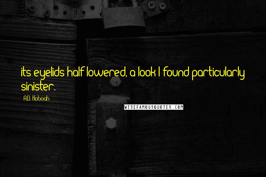 A.D. Koboah Quotes: its eyelids half lowered, a look I found particularly sinister.