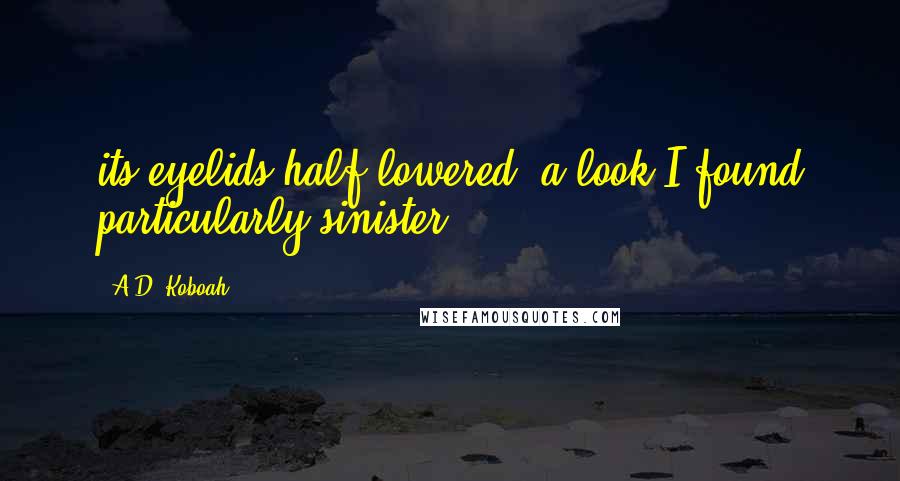 A.D. Koboah Quotes: its eyelids half lowered, a look I found particularly sinister.