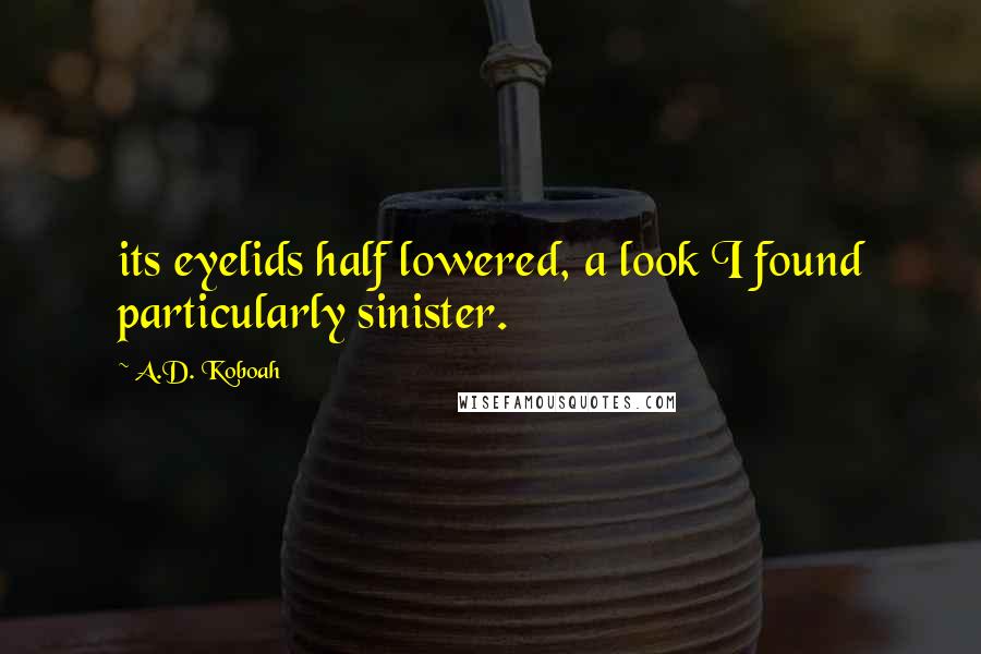 A.D. Koboah Quotes: its eyelids half lowered, a look I found particularly sinister.