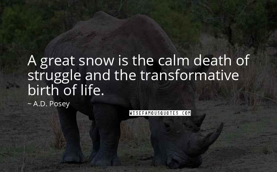 A.D. Posey Quotes: A great snow is the calm death of struggle and the transformative birth of life.