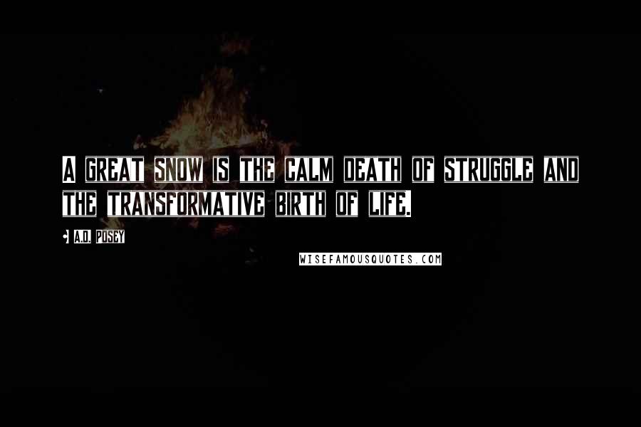 A.D. Posey Quotes: A great snow is the calm death of struggle and the transformative birth of life.