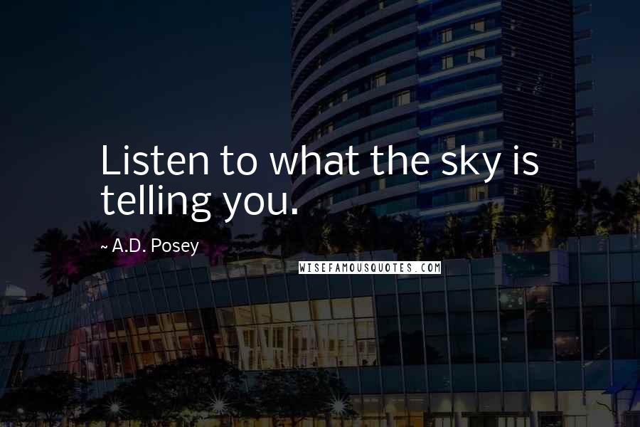 A.D. Posey Quotes: Listen to what the sky is telling you.