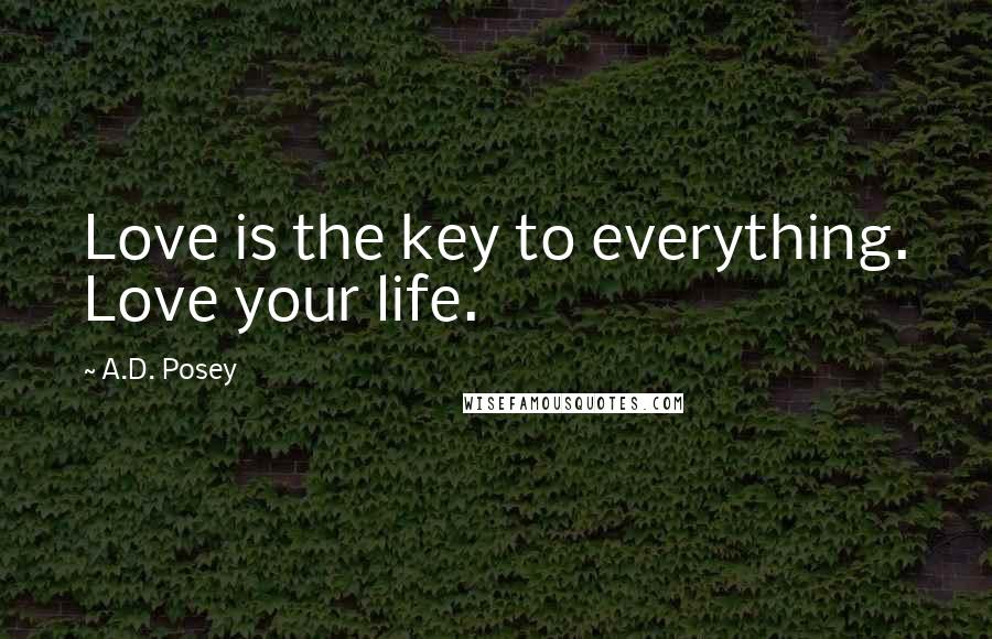 A.D. Posey Quotes: Love is the key to everything. Love your life.