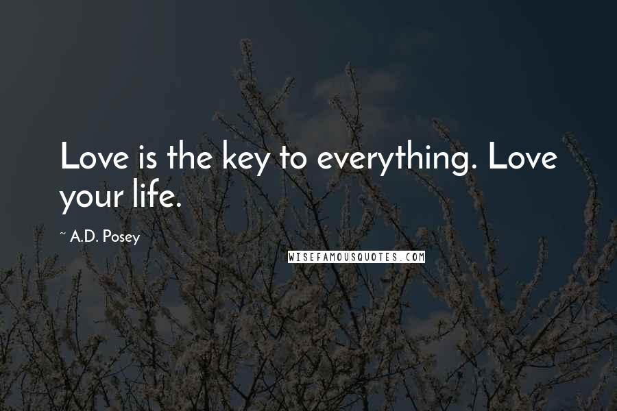 A.D. Posey Quotes: Love is the key to everything. Love your life.