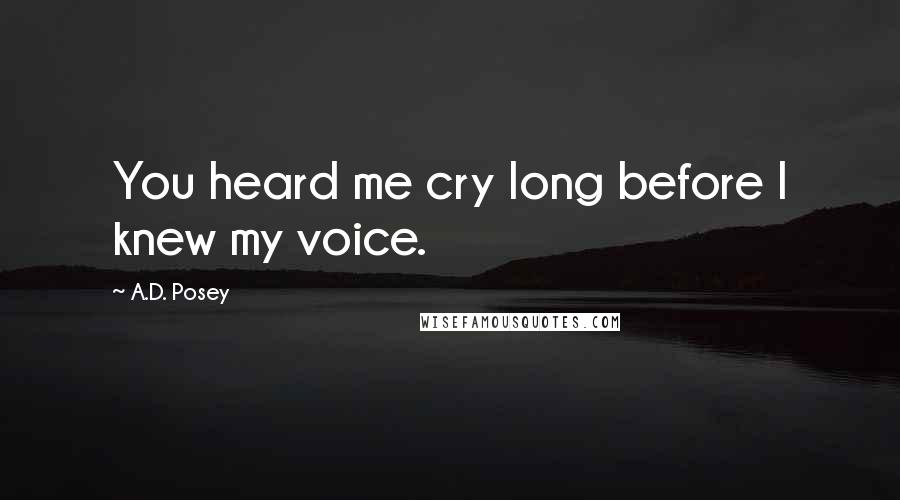 A.D. Posey Quotes: You heard me cry long before I knew my voice.