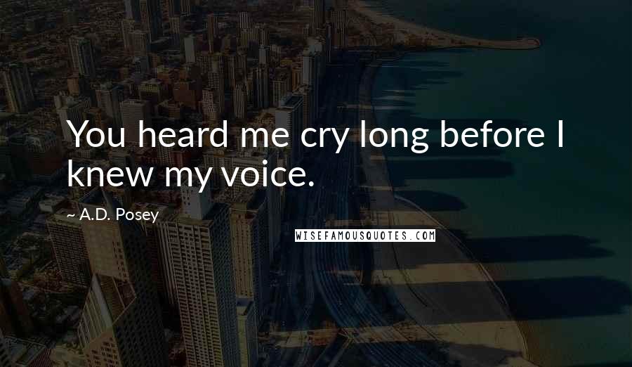 A.D. Posey Quotes: You heard me cry long before I knew my voice.
