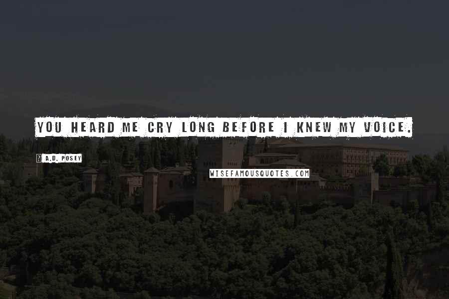 A.D. Posey Quotes: You heard me cry long before I knew my voice.