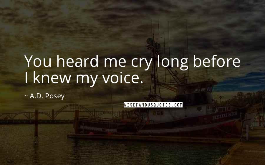 A.D. Posey Quotes: You heard me cry long before I knew my voice.