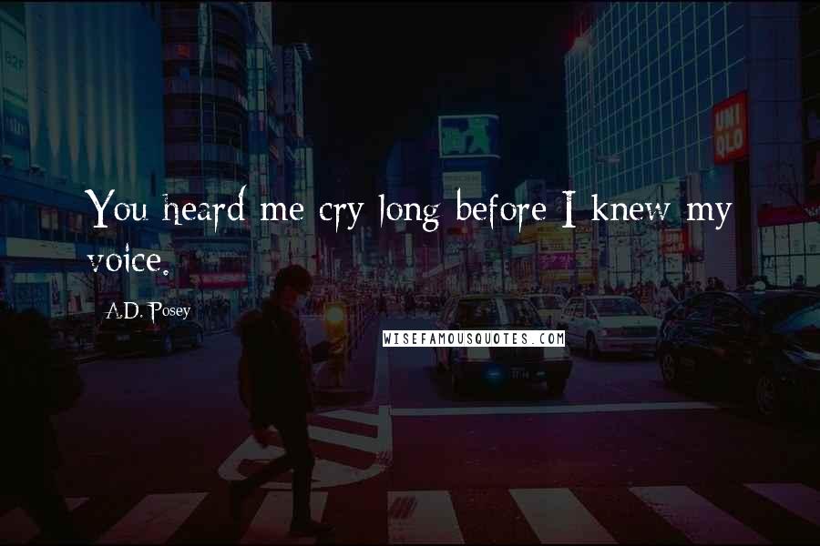 A.D. Posey Quotes: You heard me cry long before I knew my voice.