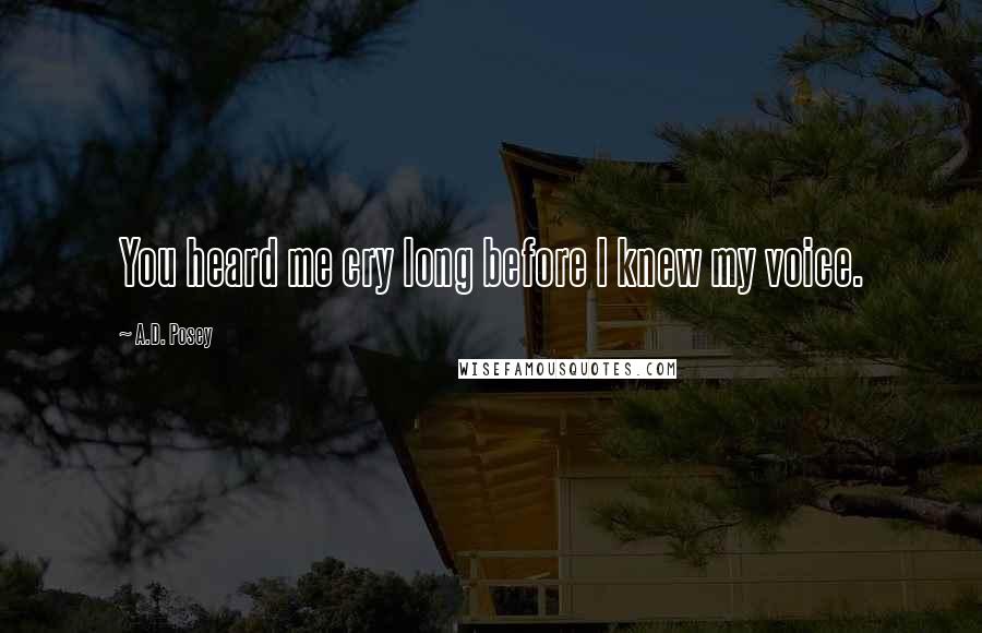 A.D. Posey Quotes: You heard me cry long before I knew my voice.