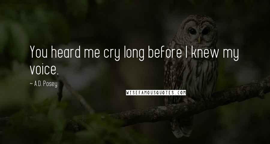 A.D. Posey Quotes: You heard me cry long before I knew my voice.