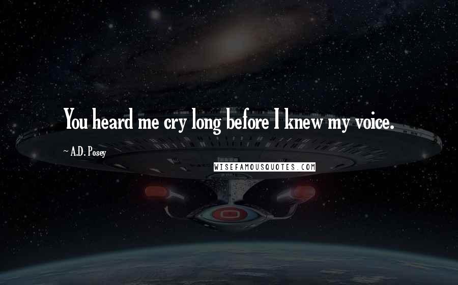 A.D. Posey Quotes: You heard me cry long before I knew my voice.