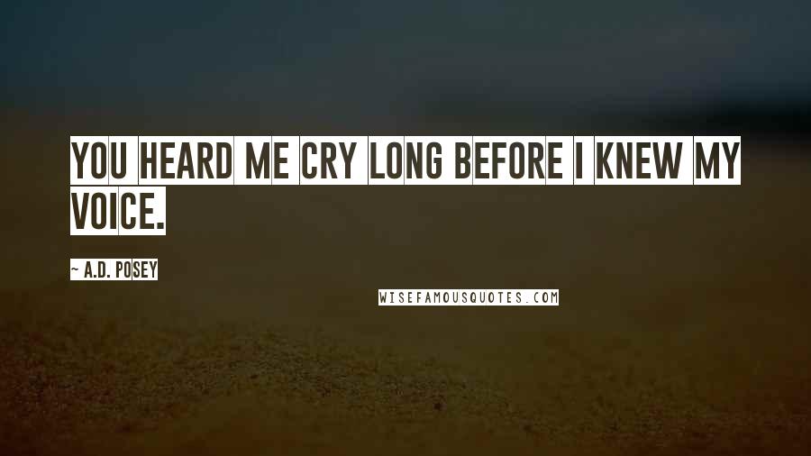 A.D. Posey Quotes: You heard me cry long before I knew my voice.