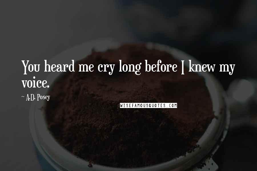 A.D. Posey Quotes: You heard me cry long before I knew my voice.