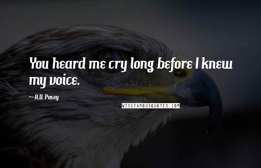 A.D. Posey Quotes: You heard me cry long before I knew my voice.