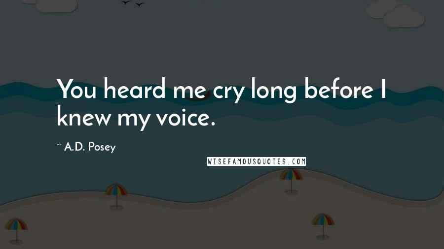 A.D. Posey Quotes: You heard me cry long before I knew my voice.