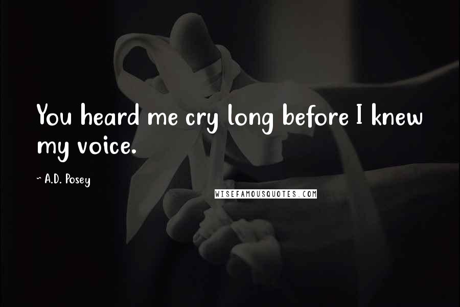 A.D. Posey Quotes: You heard me cry long before I knew my voice.