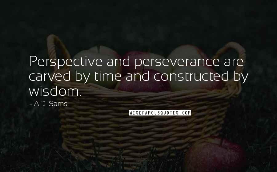 A.D. Sams Quotes: Perspective and perseverance are carved by time and constructed by wisdom.