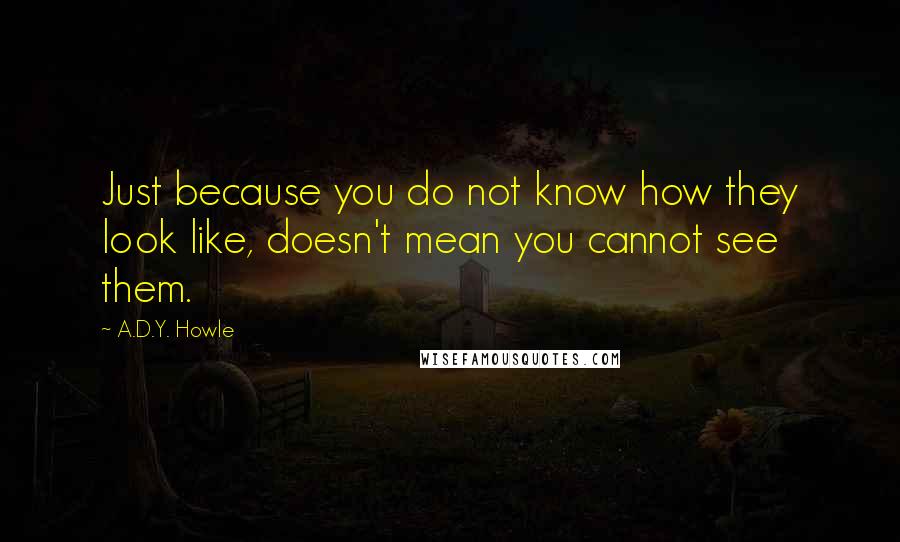 A.D.Y. Howle Quotes: Just because you do not know how they look like, doesn't mean you cannot see them.