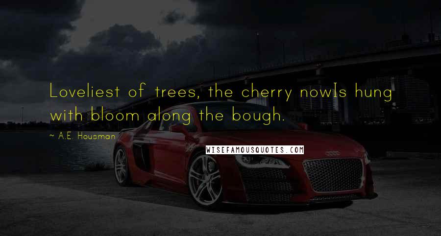 A.E. Housman Quotes: Loveliest of trees, the cherry nowIs hung with bloom along the bough.