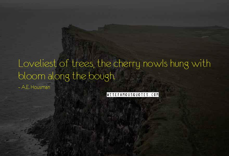 A.E. Housman Quotes: Loveliest of trees, the cherry nowIs hung with bloom along the bough.