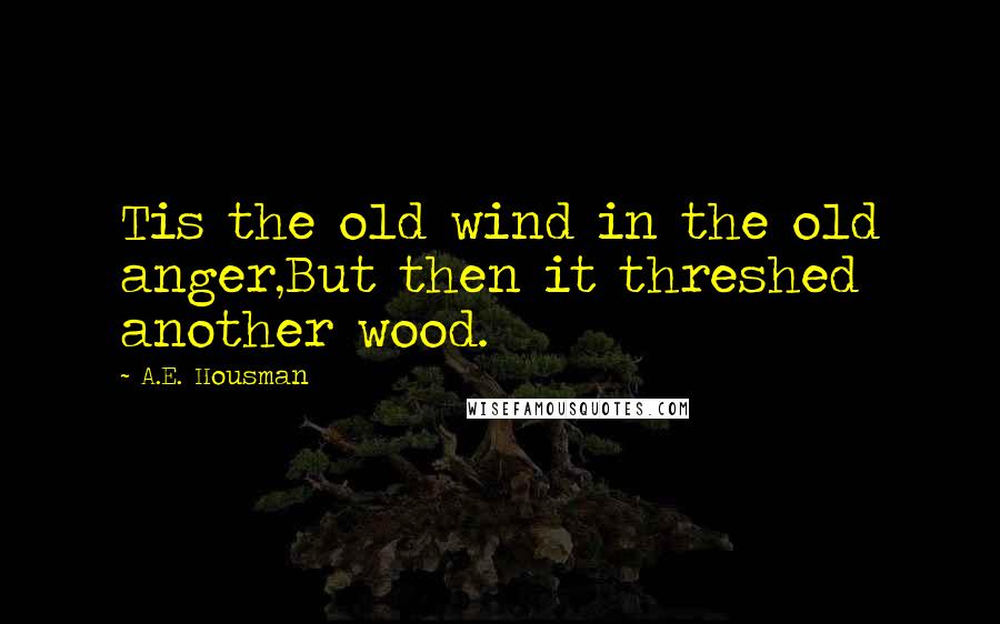 A.E. Housman Quotes: Tis the old wind in the old anger,But then it threshed another wood.