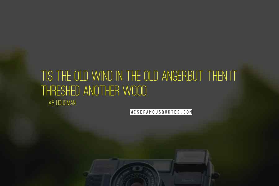 A.E. Housman Quotes: Tis the old wind in the old anger,But then it threshed another wood.