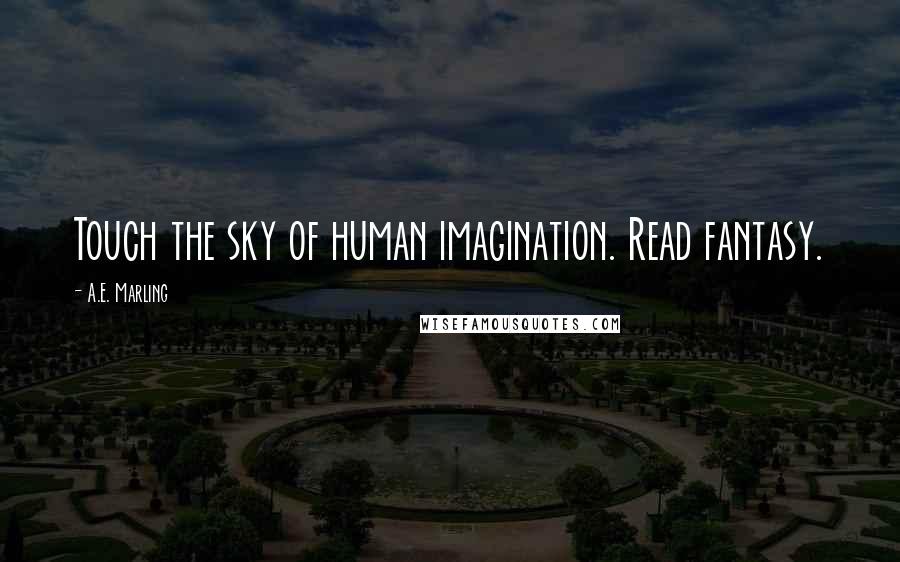 A.E. Marling Quotes: Touch the sky of human imagination. Read fantasy.