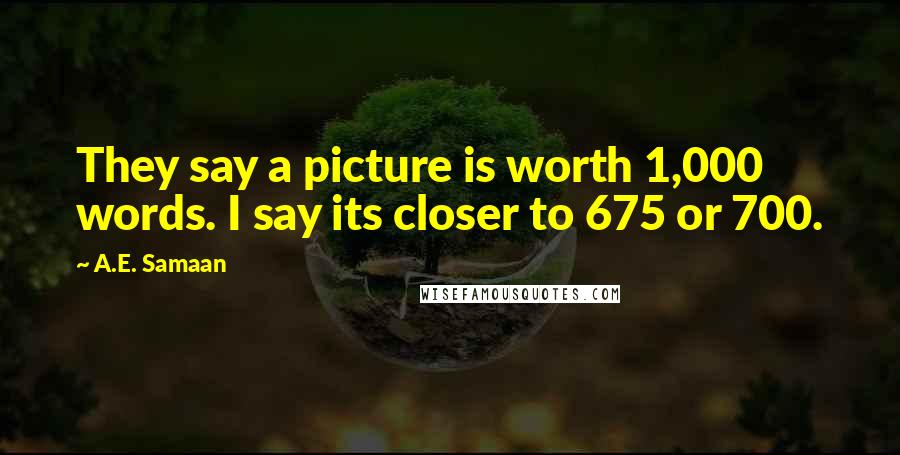 A.E. Samaan Quotes: They say a picture is worth 1,000 words. I say its closer to 675 or 700.