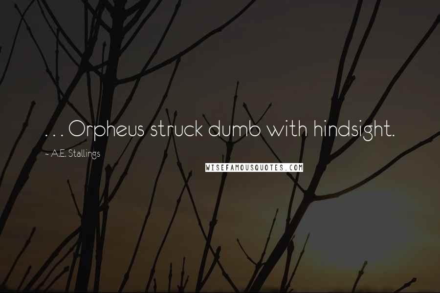 A.E. Stallings Quotes: . . . Orpheus struck dumb with hindsight.