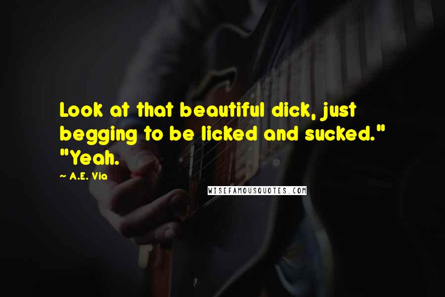 A.E. Via Quotes: Look at that beautiful dick, just begging to be licked and sucked." "Yeah.