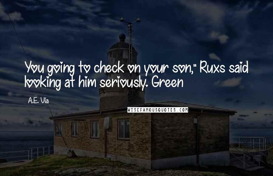 A.E. Via Quotes: You going to check on your son," Ruxs said looking at him seriously. Green