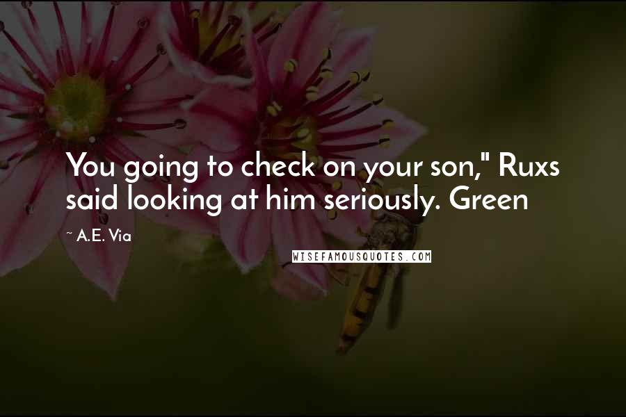 A.E. Via Quotes: You going to check on your son," Ruxs said looking at him seriously. Green