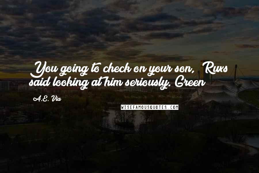 A.E. Via Quotes: You going to check on your son," Ruxs said looking at him seriously. Green