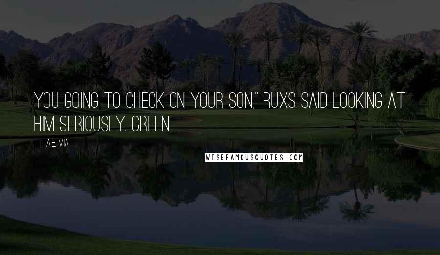 A.E. Via Quotes: You going to check on your son," Ruxs said looking at him seriously. Green