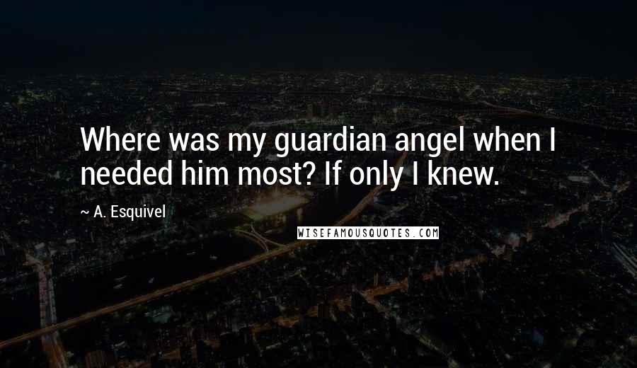 A. Esquivel Quotes: Where was my guardian angel when I needed him most? If only I knew.