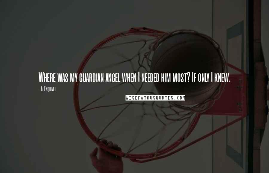 A. Esquivel Quotes: Where was my guardian angel when I needed him most? If only I knew.