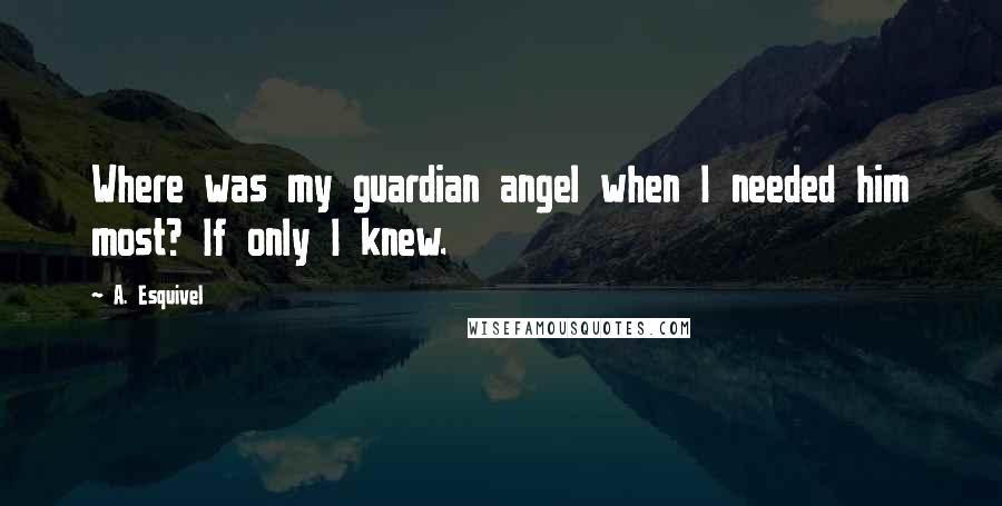 A. Esquivel Quotes: Where was my guardian angel when I needed him most? If only I knew.