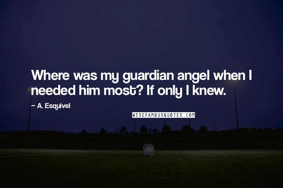 A. Esquivel Quotes: Where was my guardian angel when I needed him most? If only I knew.