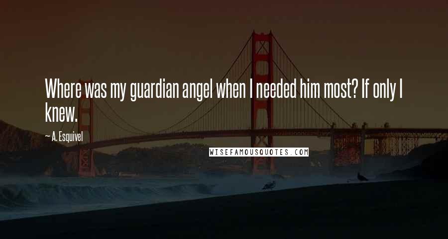 A. Esquivel Quotes: Where was my guardian angel when I needed him most? If only I knew.