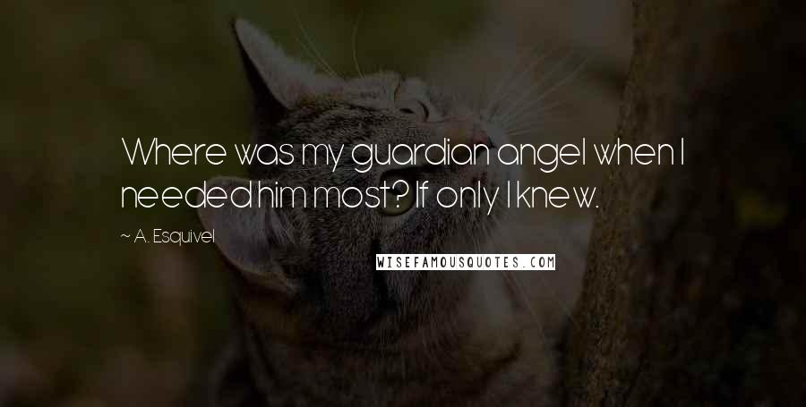 A. Esquivel Quotes: Where was my guardian angel when I needed him most? If only I knew.