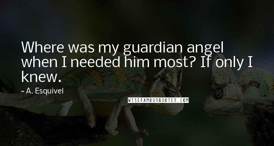 A. Esquivel Quotes: Where was my guardian angel when I needed him most? If only I knew.