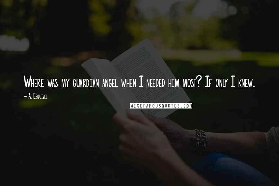 A. Esquivel Quotes: Where was my guardian angel when I needed him most? If only I knew.