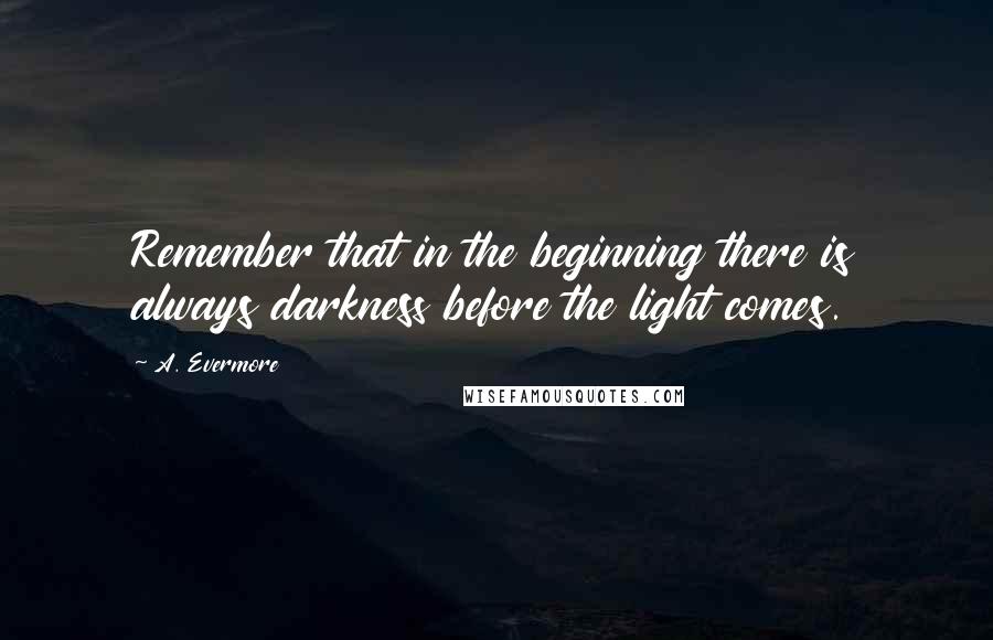 A. Evermore Quotes: Remember that in the beginning there is always darkness before the light comes.