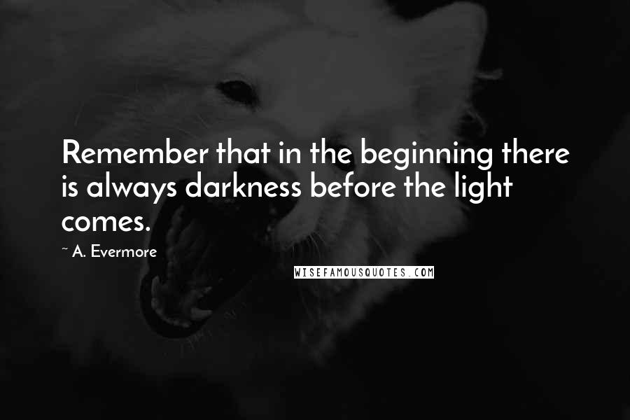 A. Evermore Quotes: Remember that in the beginning there is always darkness before the light comes.