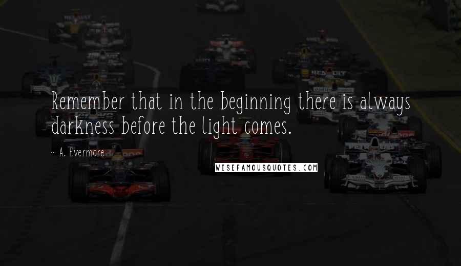 A. Evermore Quotes: Remember that in the beginning there is always darkness before the light comes.