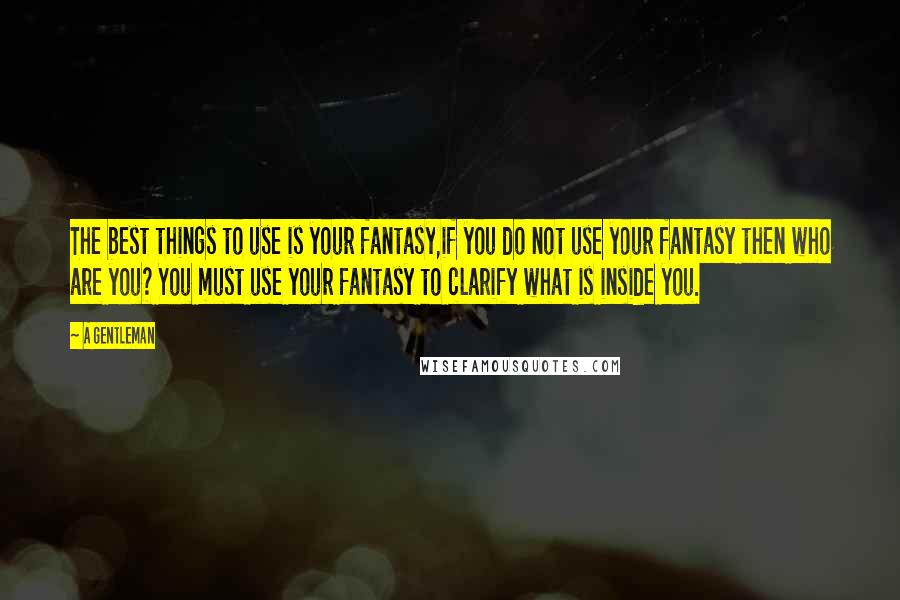 A Gentleman Quotes: The best things to use is your fantasy,if you do not use your fantasy then who are you? You must use your fantasy to clarify what is inside you.