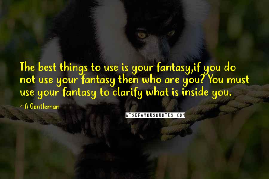 A Gentleman Quotes: The best things to use is your fantasy,if you do not use your fantasy then who are you? You must use your fantasy to clarify what is inside you.