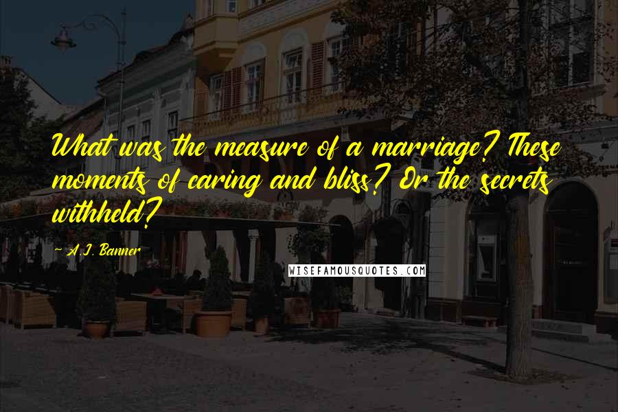 A.J. Banner Quotes: What was the measure of a marriage? These moments of caring and bliss? Or the secrets withheld?