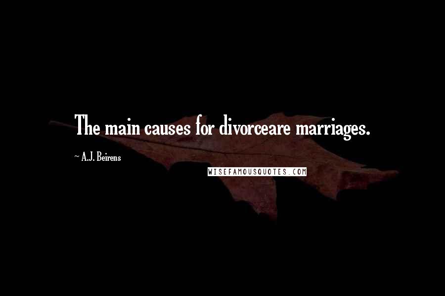 A.J. Beirens Quotes: The main causes for divorceare marriages.